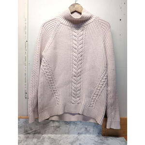 Lululemon Bring The Cozy Pestel Pink Chunky Cable knit Sweater Women Turtleneck